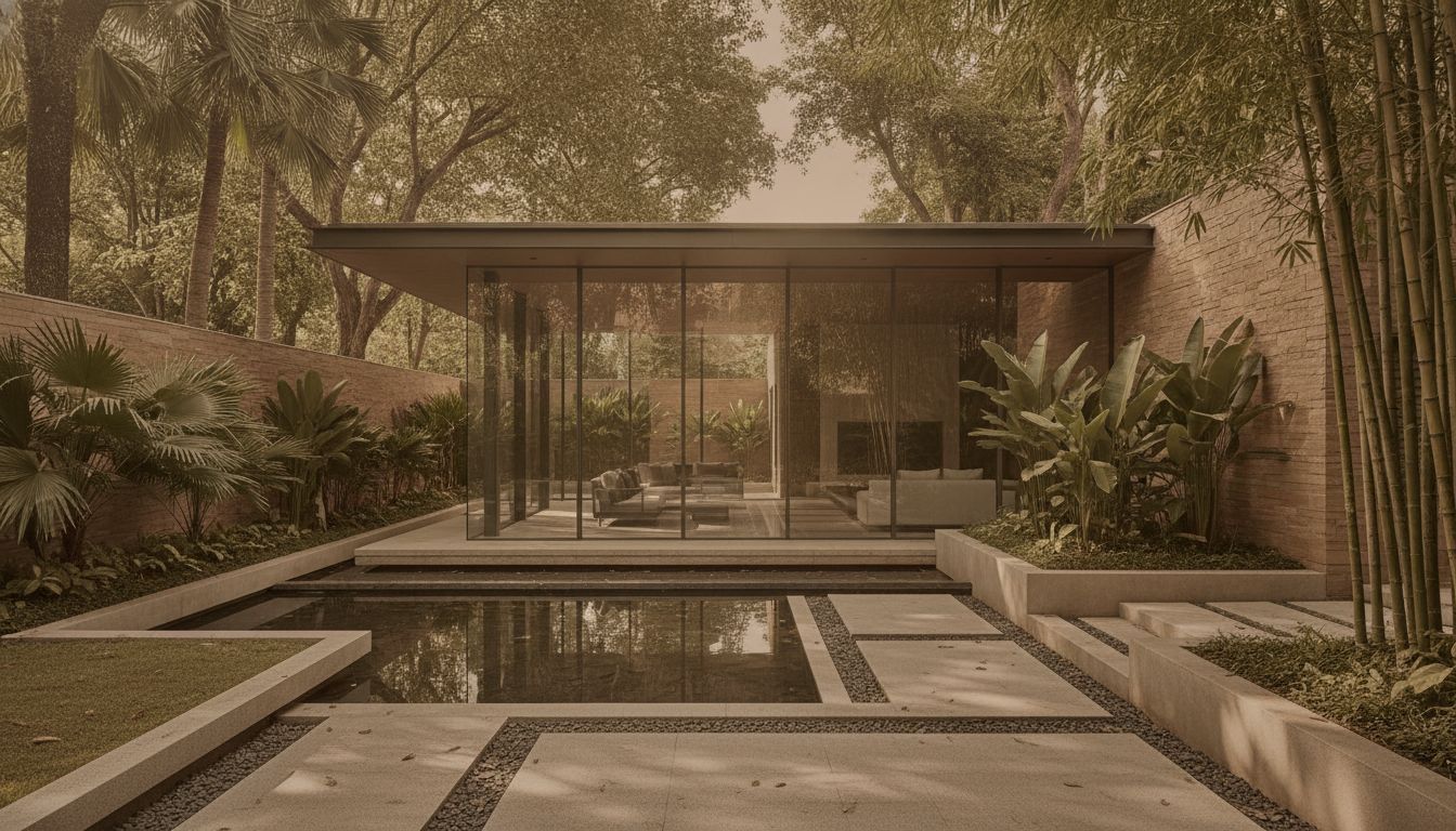 Private landscaped courtyard of a Singapore District 10 landed home